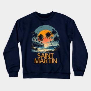 Saint Martin Sunset (with Orange Lettering) Crewneck Sweatshirt